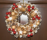 Door Wreath - Gold and Red Christmas Home Door Decoration-Christmas Decorations-Belle Fierté