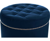 Tegan - Round Studded Tufted Velvet Footstool, 40x45cm-Ottomans and Footstools-Belle Fierté