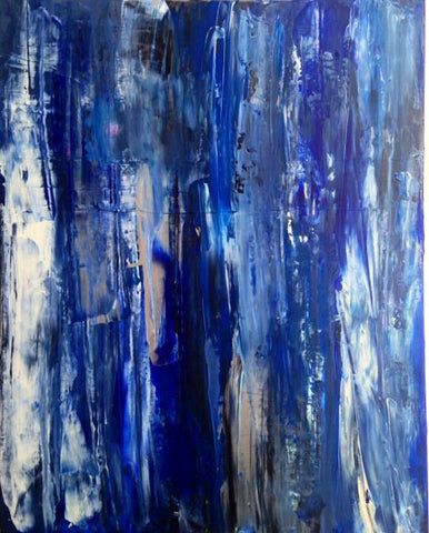Handmade Acrylic Canvas Blue Abstract Painting 40x50cm -"Depth"-Wall art-Belle Fierté