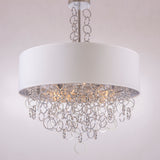 EUGENE - Glamour Ceiling Lamp, Chrome Finish White Shade Chandelier-Chandelier-Belle Fierté