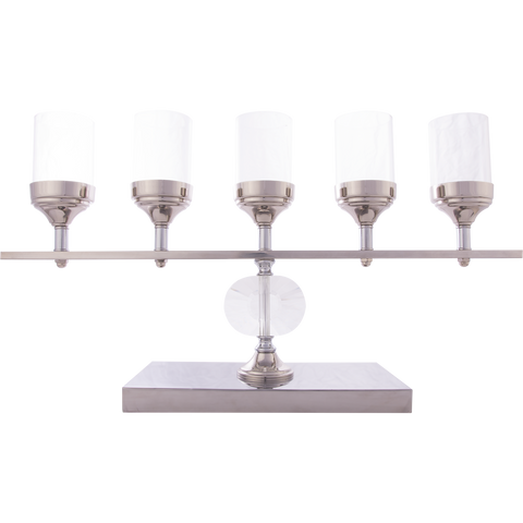 Giselle XL - Wide 5 Arm Chrome and Glass Candle Holder-Candle Holders & Lanterns-Belle Fierté