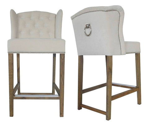 Abigail - Cream Backwing Bar Stools, Knocker Back Breakfast Bar Chairs, Set of 2-Bar chair-Belle Fierté