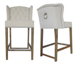 Abigail - Cream Backwing Bar Stool, Knocker Breakfast Bar Chair, Set of 3-Bar chair-Belle Fierté