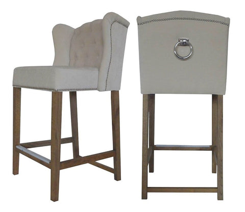 Abigail - Beige Backwing Bar Stools, Knocker Back Breakfast Bar Chairs, Set of 2-Bar chair-Belle Fierté
