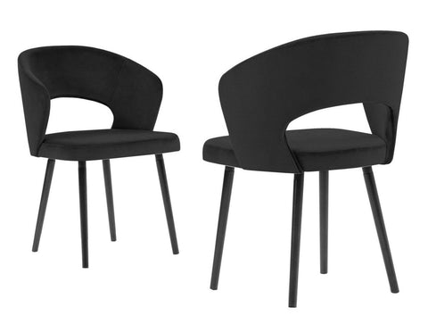 Adriana - Black Modern Velvet Dining Chair, Set of 2-Chair Set-Belle Fierté