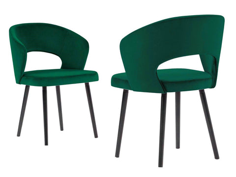 Adriana - Emerald Green Modern Velvet Dining Chair, Set of 2-Chair Set-Belle Fierté