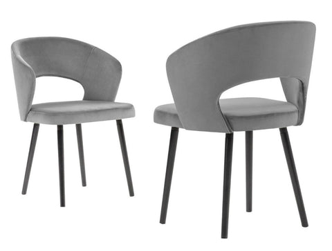 Adriana - Grey Modern Velvet Dining Chair, Set of 2-Chair Set-Belle Fierté