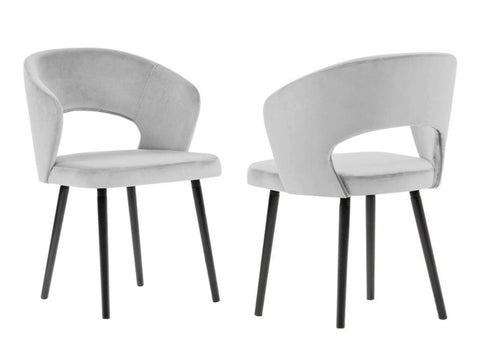Adriana - Light Grey Modern Velvet Dining Chair, Set of 2-Chair Set-Belle Fierté