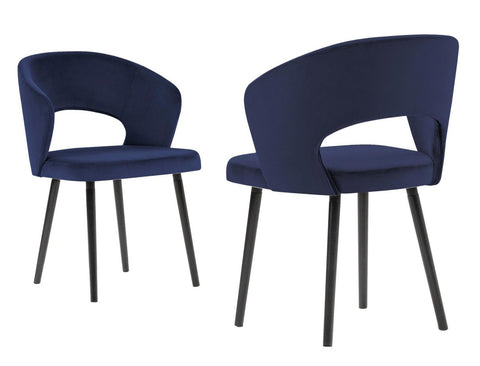 Adriana - Navy Blue Modern Velvet Dining Chair, Set of 2-Chair Set-Belle Fierté