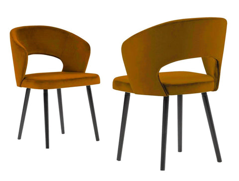Adriana - Burnt Orange Modern Velvet Dining Chair, Set of 2-Chair Set-Belle Fierté