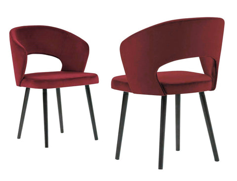 Adriana - Red Modern Velvet Dining Chair, Set of 2-Chair Set-Belle Fierté