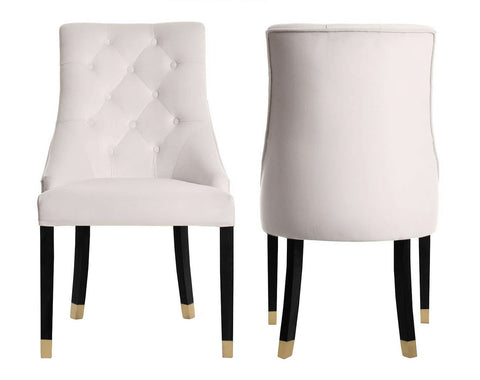 Alina - Cream Velvet Chesterfield Dining Chair, Set of 2-Chair Set-Belle Fierté