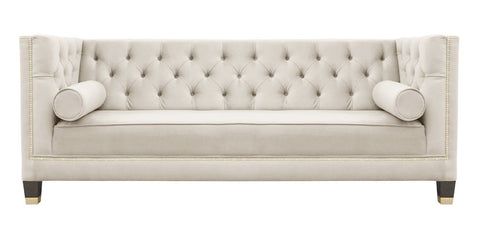 Amelia - Beige Velvet 2.5 Seater Chesterfield Sofa-Sofa-Belle Fierté