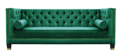 Amelia - Emerald Green Velvet 2.5 Seater Chesterfield Sofa-Sofa-Belle Fierté