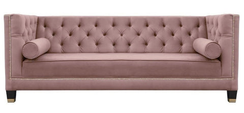 Amelia - Pink Velvet 3 Seater Chesterfield Sofa-Sofa-Belle Fierté