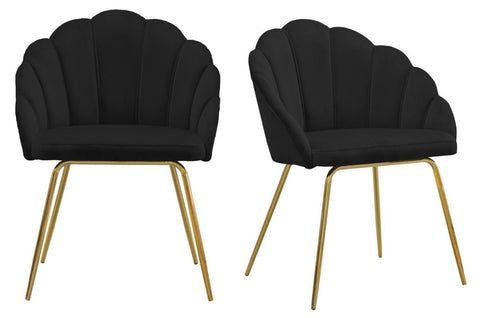 Ami - Black Velvet Dining Chair, Gold Leg, Set of 2-Chair Set-Belle Fierté