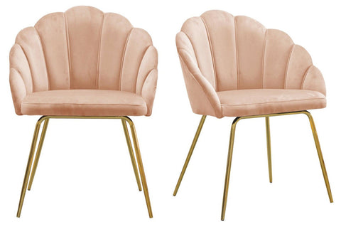 Ami - Pink Velvet Dining Chair, Gold Leg, Set of 2-Chair Set-Belle Fierté