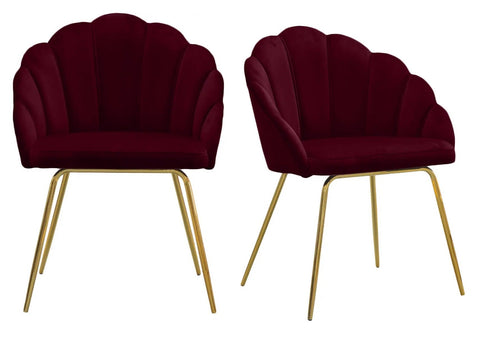 Ami - Burgundy Velvet Dining Chair, Gold Leg, Set of 2-Chair Set-Belle Fierté