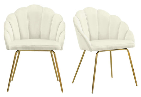 Ami - Cream Velvet Dining Chair, Gold Leg, Set of 2-Chair Set-Belle Fierté