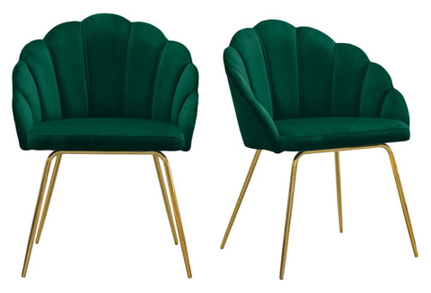 Ami - Green Velvet Dining Chair, Gold Leg, Set of 2-Chair Set-Belle Fierté