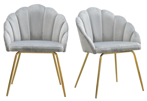 Ami - Grey Velvet Dining Chair, Gold Leg, Set of 2-Chair Set-Belle Fierté