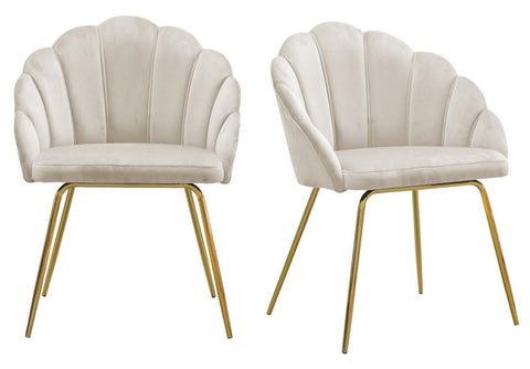 Ami - Beige Velvet Dining Chair, Gold Leg, Set of 2-Chair Set-Belle Fierté