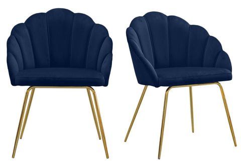 Ami - Navy Blue Velvet Dining Chair, Gold Leg, Set of 2-Chair Set-Belle Fierté