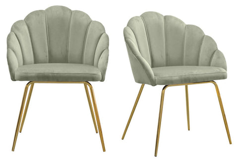 Ami - Sage Green Velvet Dining Chair, Gold Leg, Set of 2-Chair Set-Belle Fierté