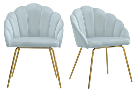 Ami - Sky Blue Velvet Dining Chair, Gold Leg, Set of 2-Chair Set-Belle Fierté