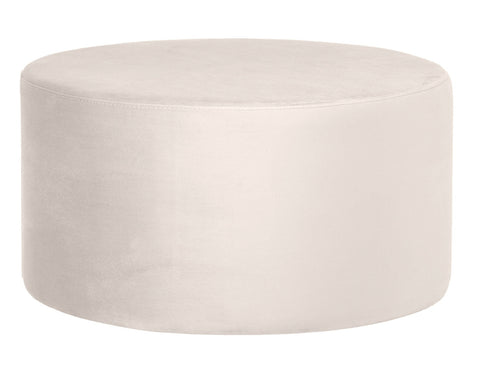 Andes - Beige Velvet Round Cocktail Ottoman, 80cm Upholstered Coffee Table-Ottomans and Footstools-Belle Fierté