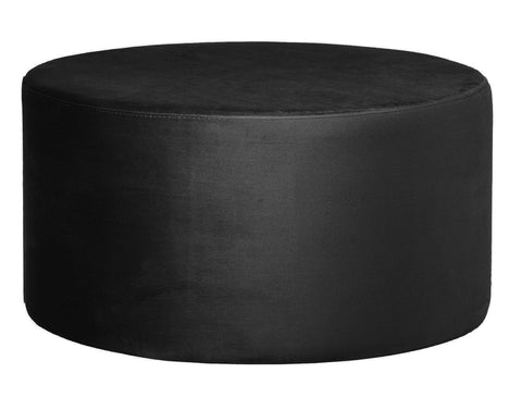 Andes - Black Round 80cm Cocktail Ottoman, Upholstered Coffee Table-Ottomans and Footstools-Belle Fierté