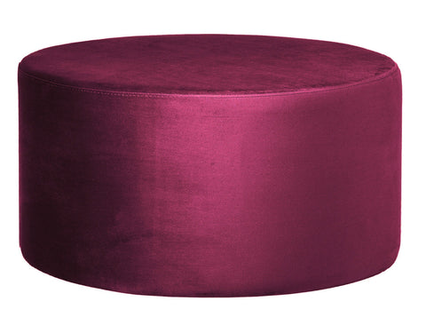 Andes - Burgundy Round 80cm Cocktail Ottoman, Upholstered Coffee Table-Ottomans and Footstools-Belle Fierté