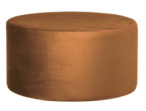 Andes - Burnt Orange Round 80cm Cocktail Ottoman, Upholstered Coffee Table-Ottomans and Footstools-Belle Fierté