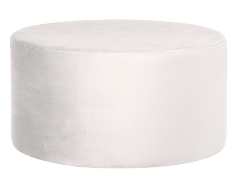 Andes - Cream Velvet Round Cocktail Ottoman, 80cm Upholstered Coffee Table-Ottomans and Footstools-Belle Fierté