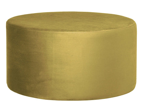 Andes - Mustard Round 80cm Cocktail Ottoman, Upholstered Coffee Table-Ottomans and Footstools-Belle Fierté