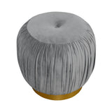 Anette - Grey Velvet Footstool, Glamour Pouffe-Ottomans and Footstools-Belle Fierté