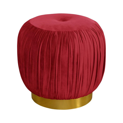 Anette - Red Velvet Footstool, Glamour Pouffe-Ottomans and Footstools-Belle Fierté