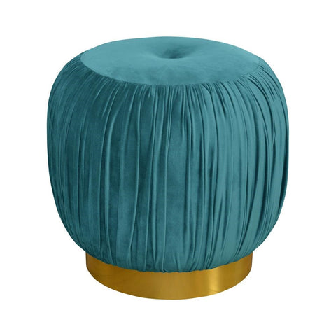 Anette - Teal Velvet Footstool, Glamour Pouffe-Ottomans and Footstools-Belle Fierté