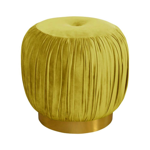 Anette - Yellow Velvet Footstool, Glamour Pouffe-Ottomans and Footstools-Belle Fierté