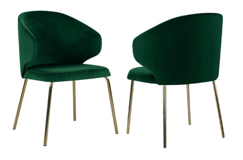 Arlo - Green Velvet Gold Leg Dining Chair, Set of 2-Chair Set-Belle Fierté