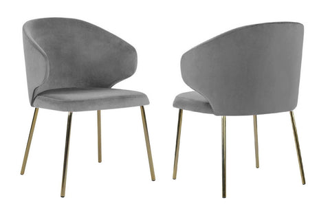 Arlo - Grey Velvet Gold Leg Dining Chair, Set of 2-Chair Set-Belle Fierté