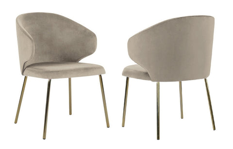 Arlo - Mink Velvet Gold Leg Dining Chair, Set of 2-Chair Set-Belle Fierté