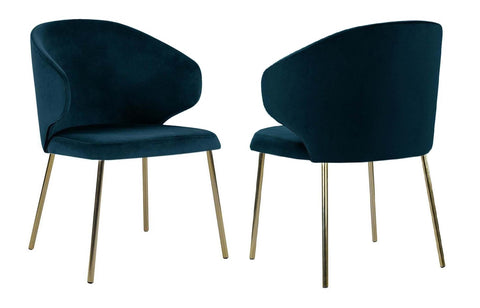 Arlo - Navy Blue Velvet Gold Leg Dining Chair, Set of 2-Chair Set-Belle Fierté