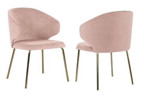 Arlo - Pink Velvet Gold Leg Dining Chair, Set of 2-Chair Set-Belle Fierté