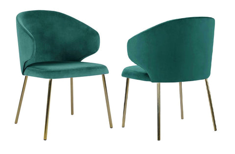 Arlo - Teal Velvet Gold Leg Dining Chair, Set of 2-Chair Set-Belle Fierté