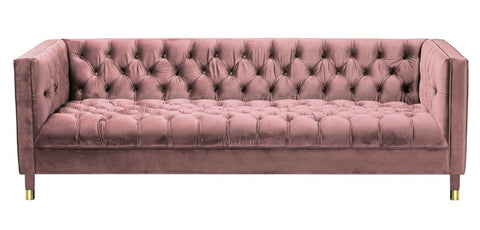 Asti - Modern Chesterfield Velvet Sofa (230cm) - Pink-Sofa-Belle Fierté