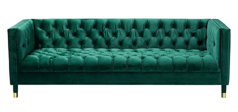 Asti - Modern Chesterfield Velvet Sofa (230cm) - Green-Sofa-Belle Fierté