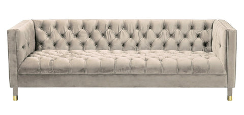Asti - Modern Chesterfield Velvet Sofa (230cm) - Mink Beige-Sofa-Belle Fierté