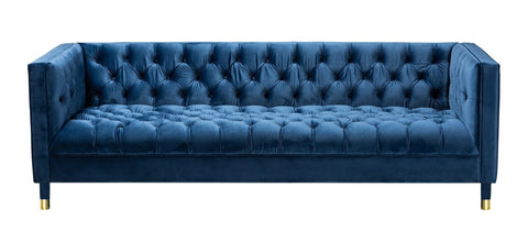 Asti - Modern Chesterfield Velvet Sofa (230cm) - Navy Blue-Sofa-Belle Fierté
