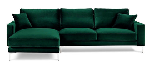 Acton - Green Velvet Corner Sofa, Left L Shape Sofa-Sofa-Belle Fierté